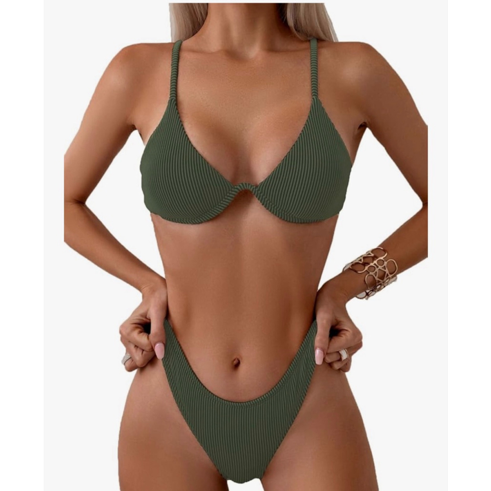 NEW Underwire Triangle Bikini Push Up Swimsuit Cheeky XL